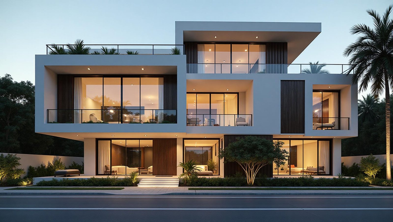 Imóveis de luxo em Alphaville - Fachada moderna de residência de alto padrão